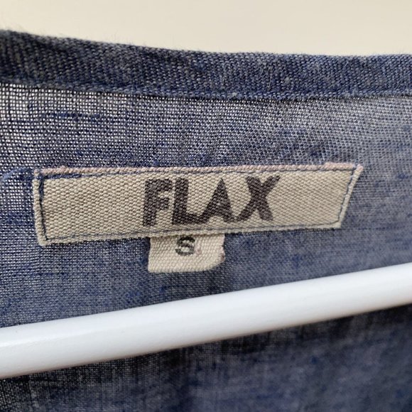 FLAX Linen Tunic Top Size Small Blue Holiday Relaxed Oversized Long Sleeves - Picture 3 of 10